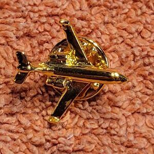 Gold Airplane Lapel Pin Tie Tack